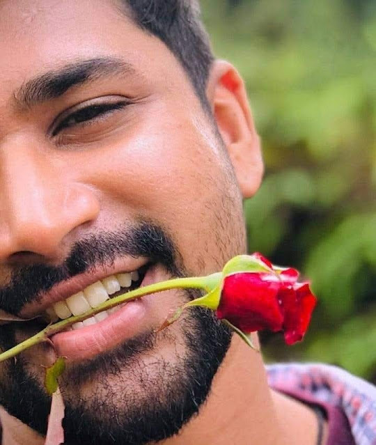 Biting Rose in Mouth Teeth - Love Proposal - Romance