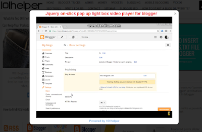 Jquery on-click pop up light box video player for blogger