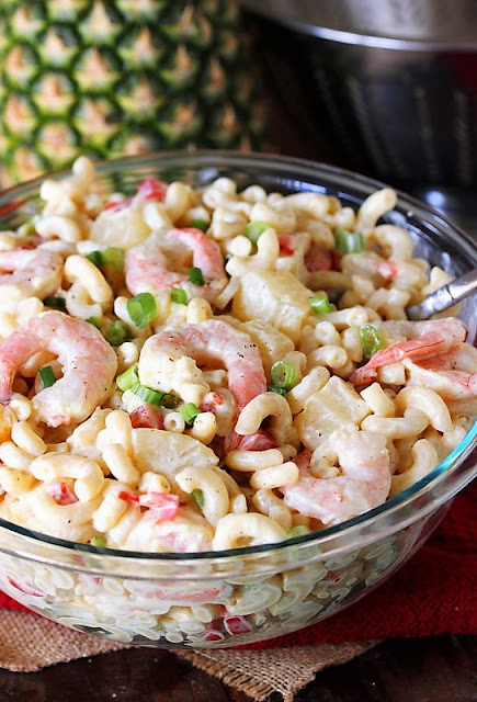 While the pineapple too shrimp combination of this  Pineapple Shrimp Macaroni Salad