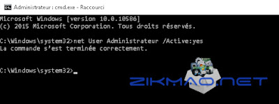 grand compte administrateur commande net users Administrateur /active:yes 