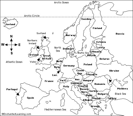mapa de europa politico. EUROPA - PAÍSES