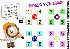 Descubre el Número, El Número que falta, Retos para pensar, Piensa Rápido, Problemas de lógica, Problemas de ingenio, Problemas matemáticos