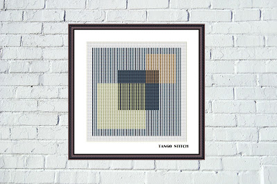 Striped cross stitch squares hand embroidery pattern - Tango Stitch