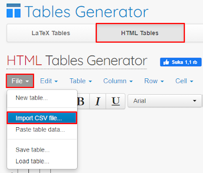 Cara membuat tabel di blog dengan excel