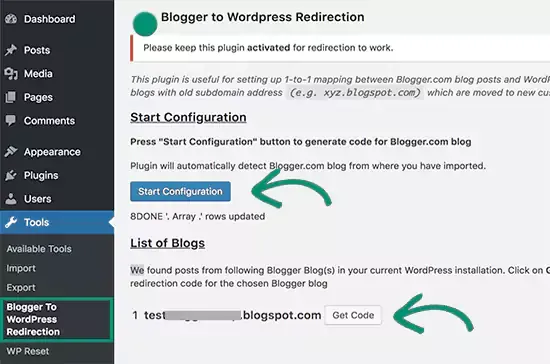 Blogger to WordPress Redirection