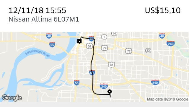 Preço de uma corrida de uber da rodoviária de Memphis ao Centro da cidade