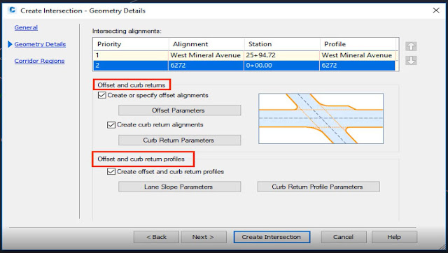 Create intersection properties in Autodesk Civil 3D