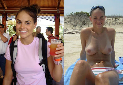 menina com marca de biquini nos peitos fazendo topless