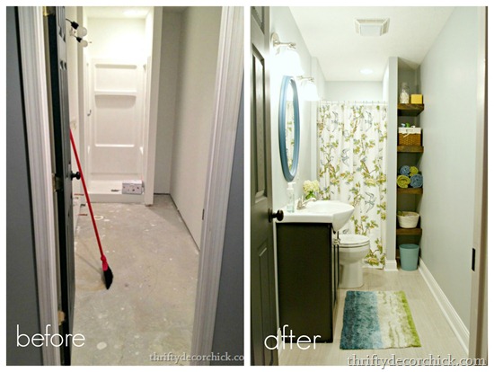 bright basement bathroom