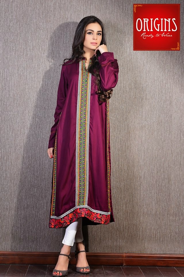 Long Kurta 2015 | Stylish Winter Long Shirts For Girls By Origins