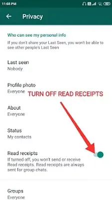 Read receipts settings of whatsapp