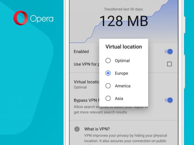 Opera повернула сервіс VPN для мобільних користувачів у вигляді окремої функції основного браузера (поки тільки на Android)