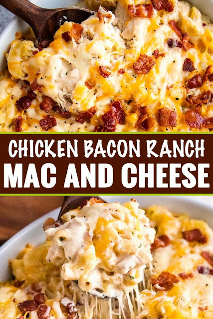 CHICKEN BACON RANCH MAC AND CHEESE CASSEROLE