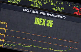 cartel de la bolsa de madrid que muestra ibex