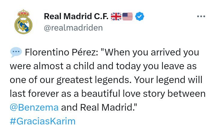 Real Madrid President, Florentino Pérez and former striker of the club, Karim Benzema