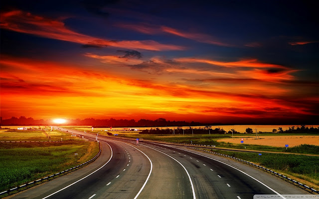 highway, sunset, high quality wallpapers