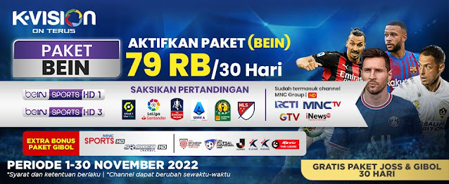 Promo Paket Bein Sport KVision Gratis Paket Joss dan Gibol