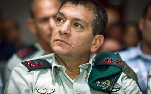 Commander of the IDF Military Intelligence Aharon Haliva at a conference of the Gazit Institute in Tel Aviv, November 4, 2022. (Gideon MarkowiczFlash90)