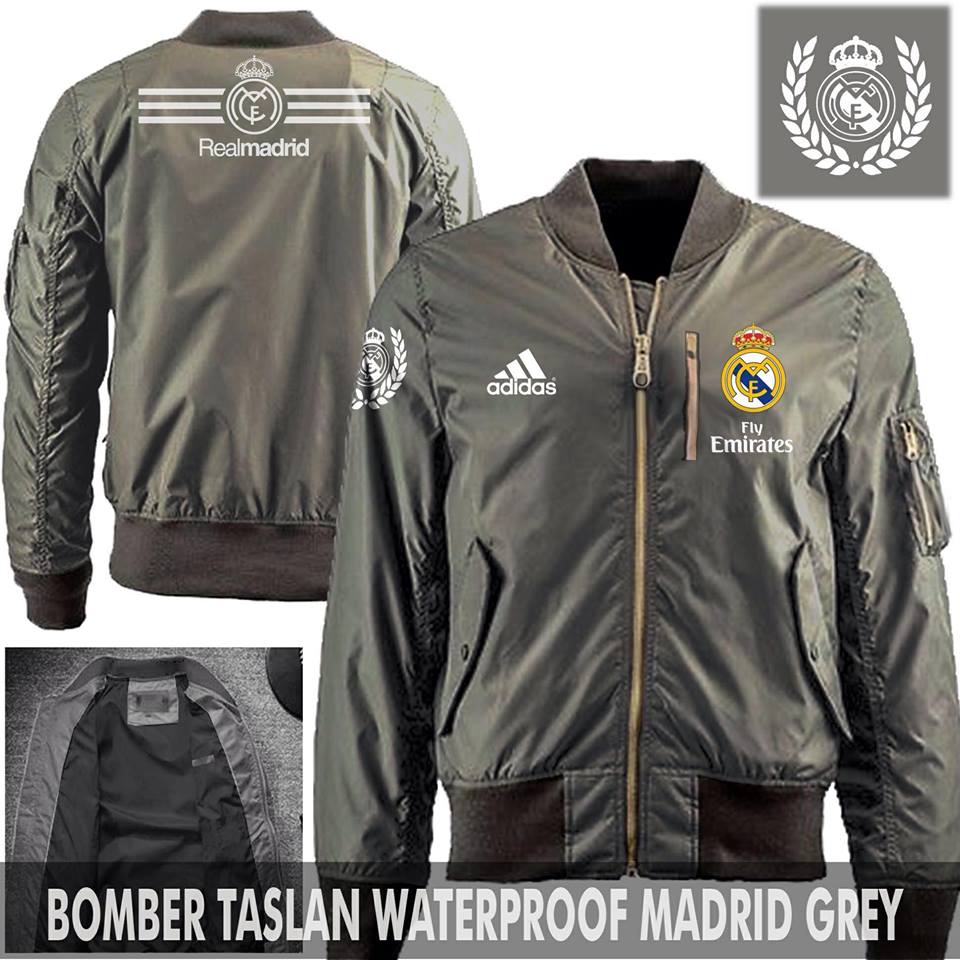 Jaket Bomber Jokowi Pilot Real Madrid Grey - Jual Jaket 