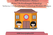 RPP SD Semester 2 Kelas 3 Tema 7 Perkembangan Teknologi Subtema 1 Perkembangan Teknologi Produksi Pangan-ADM Guru Lengkap RGI