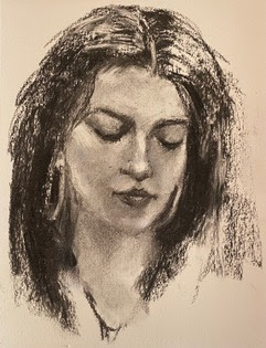 Connie Chadwell, charcoal, portrait, loose, drawing