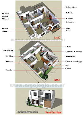  Desain  Rumah 2 Lantai Dengan Sketch up Diatas Lahan Yang 