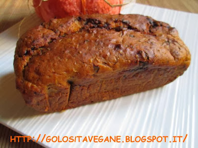 cioccolato, Dolci, farina semi integrale, forno, lievitati, lievito, malto, plumcake, ricette vegan, sciroppo d'agave, zucca, zucchero dulcita, 