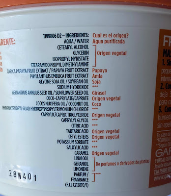 Ingredientes mascarilla papaya garnier