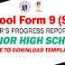 SHS - SCHOOL FORM 9 (SF9) Free to Download Template