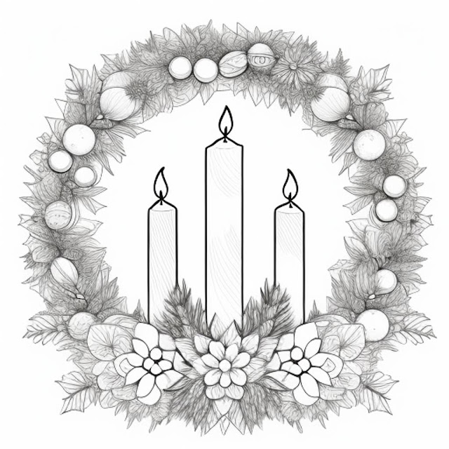 Printable Advent symbols coloring, Advent Wreath Coloring Page