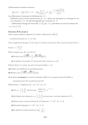 devoir de contrôle 1 mathématiques baccalauréat avec correction Mathématique, devoirs math bac math, فرض مراقبة 1  رياضيات مع الاصلاح بكالوريا رياضيات