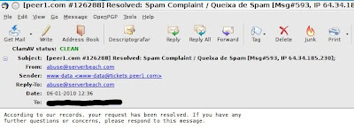Resposta positiva de um servidor - abaixo o spam!