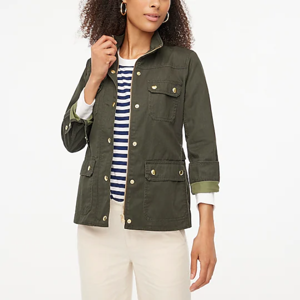 Petite resin-coated twill field jacket
