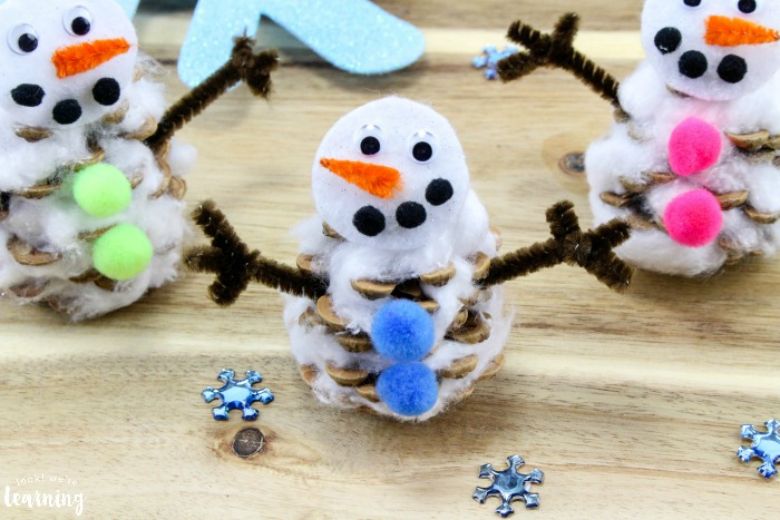 Pinecone snowman craft for kids