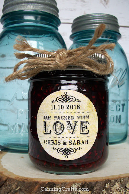 Vintage Jam Packed with Love mason jar labels