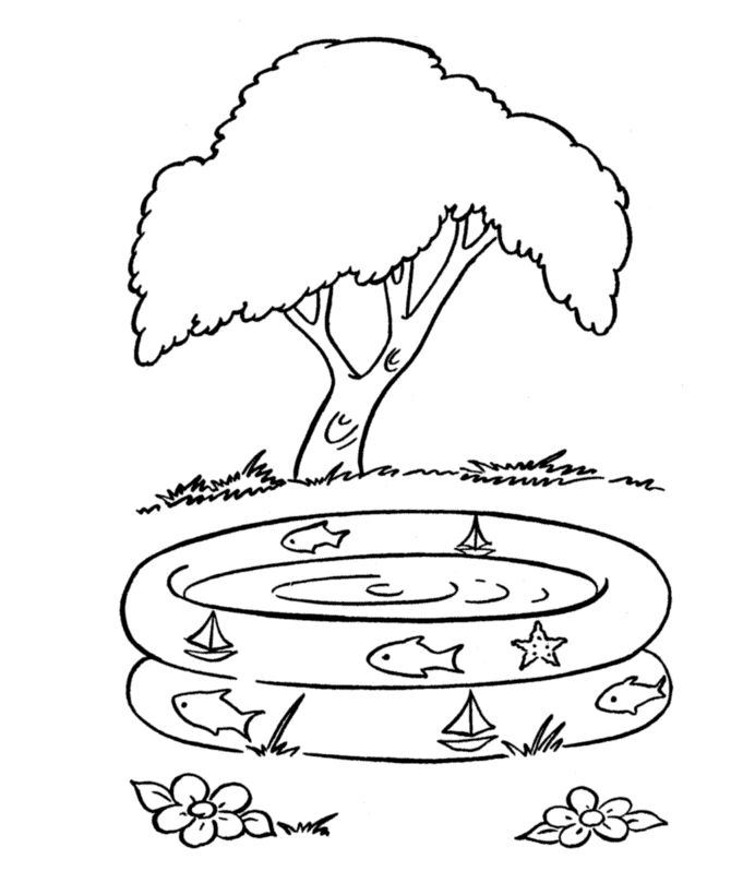 the child pool in summer coloring pages >> Disney Coloring Pages