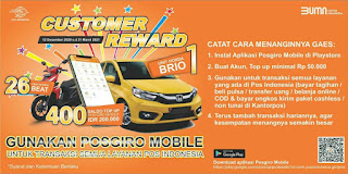 Dapatkan Honda Brio dan Hadiah menarik lainnya dengan menggunakan Pos Giro Mobile