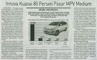 Kijang Innova Kuasai 80 % Pasar MPV Medium