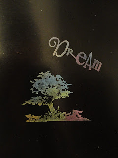 Daydreamer under tree and "dream", mica on black card