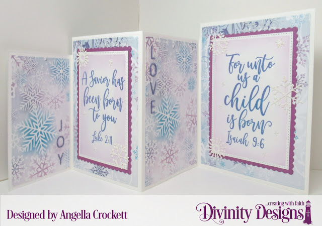 Divinity Designs LLC: Keep Christ, Christmas Dove Dies, Christmas Paper Collection 2019, Four Panel Card With Layers Dies, Letter Board Dies, Pierced Rectangles Dies, Scalloped Rectangles Dies; Card Designer Angie Crockett