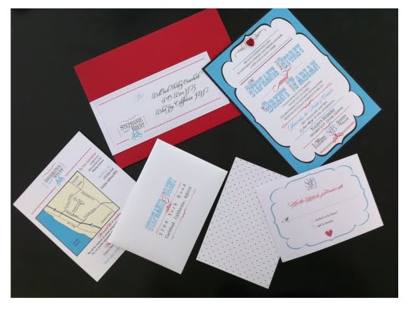 so it begins tiffany blue and red wedding invitation