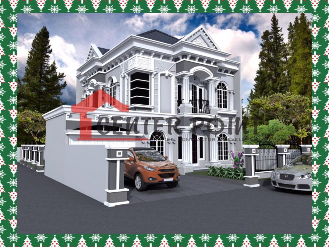 Jasa Desain Rumah Klasik Eropa 2 Lantai Dengan Pilar Mewah Jasa