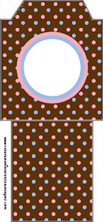 Pink and Light Blue Polka Dots in Chocolate Free Printable Tea Bag.