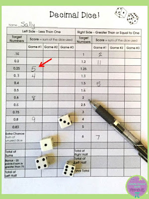 Check out this decimal dice game to help students practice converting fractions to decimals!