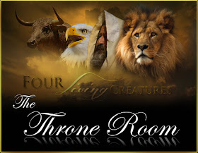 The four living creatures are beings created by God who reside around his throne.