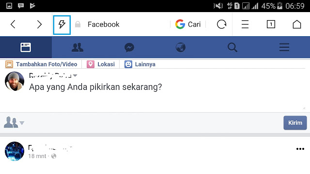 Cara Mengaktifkan Fitur Telusuri Facebook Lebih Cepat di UC Browser