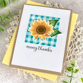 Sunny Studio Stamps: Frilly Frame Dies Sunflower Fields Thank You Card by Angelica Conrad