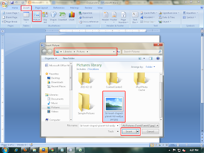How to insert picture in Microsoft word 2007?