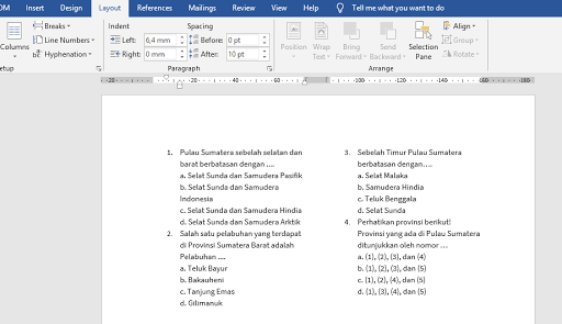 Buat soal dengan dua kolom