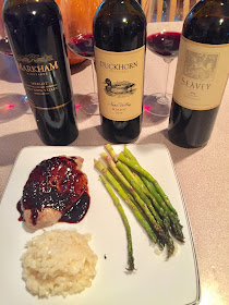 Merlot pairing with boneless pork chop with fig sauce risotto
